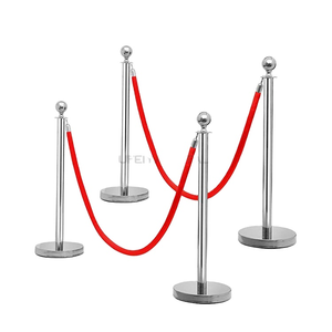 Hotel Lobby Crowd Control Ball Top Twisted Rope Queue Barrier for <strong>Party</strong> Pole Barrier Set Stanchion Rope With Chrome Clasps