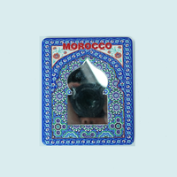 Maroc Marrakech Art Déco Mini Miroir Rectangulaire Aimant de Réfrigérateur en Résine Motif Mosaïque Marocaine Traditionnelle Aimant Décoratif