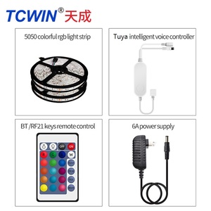 TCWIN 2025 Trending 24-Keys Remote <span class=keywords><strong>Controller</strong></span> <span class=keywords><strong>Smart</strong></span> 5050 RGB <span class=keywords><strong>LED</strong></span> <span class=keywords><strong>Strip</strong></span> Light Kit 5M 12V IP65 Impermeable para decoración de Navidad - Product Image 2