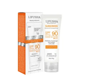 Private Label Großhandel SPF90 Sonnencreme Sonnenschutz Feuchtigkeit spendende und feuchtigkeit spendende Hautpflege Sonnenschutz mit Support-Anpassung