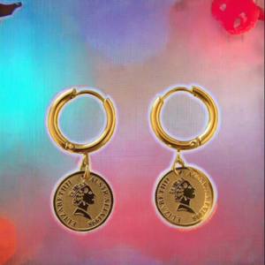 ANENJERY Nouvelle Tendance 2023 Vente en Gros Bijoux d'Anniversaire pour Femme Boucles d'Oreilles Créoles Carrées en Acier Inoxydable 316L avec Motif Fleur Rose et Pièce de Monnaie Plaqué Or 18K - Product Image 2