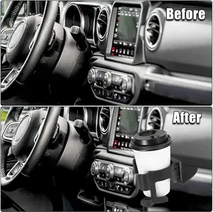 Black 2 In 1 Multi-Function Bolt-On Stand Bracket Organizer Drink Cup Phone Holder For Jeep Wrangler JL 2018-2019