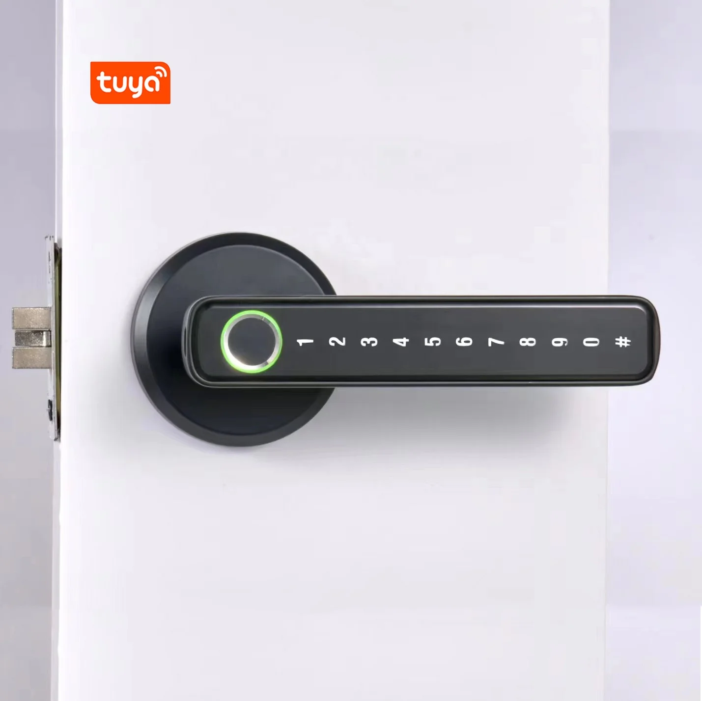 Indoor Interior Room Security Keyless Code Digital Smart Lever Handle Lock Fingerprint Door Lock with Tuya APP