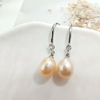 Perles d'eau douce naturelles Zhuji Edison, forme riz, qualité AAAA/AAAAA, blanches/roses, pour femmes, crochets d'oreille simples, passe-partout, perles à fort éclat, 18K