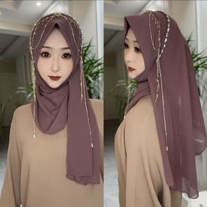 Hijab/Tudung en mousseline de soie fait main de haute qualité, à franges, pour les quatre saisons, avec bord souple, pour musulmanes, vente en gros OEM/ODM - Product Image 5
