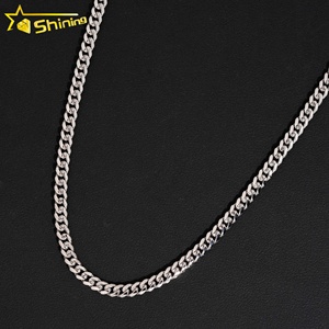 Hot Sale Design <strong>Solid</strong> <strong>Silver</strong> 5mm Cuban Chain Rhodium Plated 925 Sterling <strong>Silver</strong> Plain Miami Cuban Link Chain Hip Hop <strong>Necklace</strong> - Product Image 4