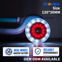 Ensemble de roues de remplacement pour trottinette à 3 roues pour enfants, 120x30mm, qualité supérieure, PU, 4 lumières LED clignotantes, roulements à billes ABEC-7, résistantes à l'eau