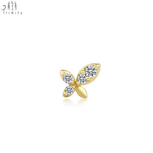 Nouvelle Boucle d'Oreille Papillon Exquise de Haute Qualité, Bijou Romantique en Or Massif 14K avec Diamant Naturel, Boucle d'Oreille Fine à Perçage Unique - Product Image 6