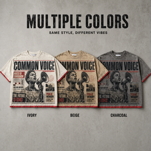 T-shirt da uomo vintage con stampa giornale, effetto distressed, con bordo a contrasto, streetwear, personalizzabile con logo, all'ingrosso, 240 grammi, lavorato a maglia, oversize - Product Image 4