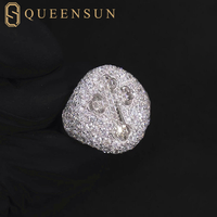 QUEENSUN Usine En Gros Hommes Hip Hop Croix Anneaux Nouveau Design GRA Moissanite D VS 10K 14K 18K Bijoux