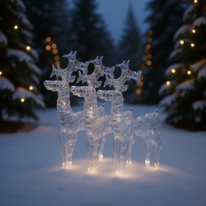 Decoraciones Navideñas de Renos de Acrílico, Juego de 3 Piezas, 23.6x6.3x39.4 Pulgadas, Iluminación Blanca Fría, Decoración Navideña para Interiores y Exteriores - Product Image 2