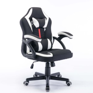 <span class=keywords><strong>Fauteuil</strong></span> d'ordinateur PC en tissu <span class=keywords><strong>noir</strong></span> à dossier moyen de style course <span class=keywords><strong>Fauteuil</strong></span> de jeu de bureau pivotant Petit - Product Image 2