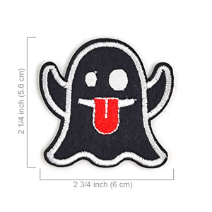 Parche de chenilla Halloween fantasma negro bordado para ropa de niños - Product Image 1