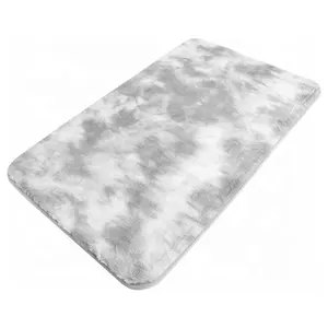Customized Printing Fur Rabbit Hair Bath Rug Tie-dyeing Floor Mat Absorbent Anti-slip Room Mat Microfiber Anti-slip Bath Mat