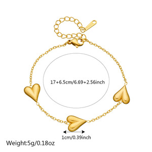 Heart-Shaped Stainless Steel Necklace <b>Bracelet</b> <b>Set</b> Gold Plated Women's Fashion Jewelry Gift - Product Image 4