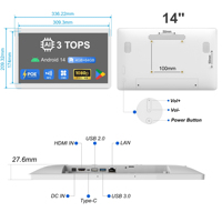 Tablet Android de 14 Pulgadas 1920*1080 con Montaje en Pared, Pantalla Táctil, Lector NFC Opcional, Alimentación por Ethernet, 4G, 2GB para Negocios, Nuevo Rockchip