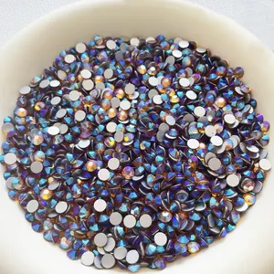 Wholesale Glitter Glass Crystal Nail Art Rhinestone Lt.peach AB Flatback Non Hotfix Rhinestone For Fashion Jewelry Earring