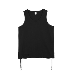 Canotta <span class=keywords><strong>Uomo</strong></span> Estiva Oversize Nera Vintage Strappata Senza Maniche in Maglia Lavorata a Maglia, Stile Hip Hop, Effetto Usurato - Offerta Calda - Product Image 2