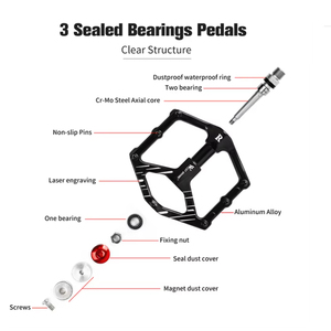 WEST BIKING 3 roulements en alliage d'aluminium magnétique pédale de vélo plate-forme élargie lisse Durable antidérapant route <span class=keywords><strong>VTT</strong></span> pédales - Product Image 2