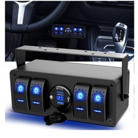 Boîtier de commande à 4 interrupteurs à bascule marche/arrêt 24V DC avec boîtier métallique IP53 QC3.0+PD 20A pour voiture, bateau, marine