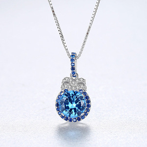 Collares de moda con logotipo personalizado para mujer, collares de topacio azul de plata de ley S925 al por mayor de fábrica (opciones de cobre disponibles) - Product Image 6