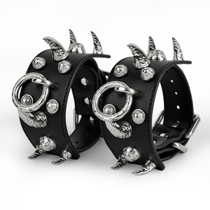 FUNSM esposas <span class=keywords><strong>de</strong></span> cuero erótico esclavo Bondage Gear BDSM esposas mano restricción SM juego Bondage Gear para Mujeres Hombres - Product Image 6