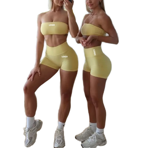 Wholesale DF Bandeau Bra High <b>Support</b> Lightweight Simple Seamless Workout Fitness Gym Custom Tube <b>Crop</b> <b>Top</b> Sports Yoga Tank Bra - Product Image 1