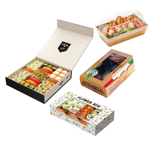 Party Cardboard Food Takeout Square Containers Carry Out Packaging Packing Roll Sushi Nori Restaurant Togo Box With Pla Window