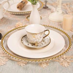 Assiette de présentation ronde transparente de 13 pouces de style européen avec bord perlé pour mariages, assiettes rigides pour fruits et collations - Product Image 4