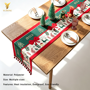 Ychon - Caminos de Mesa Navideños al por Mayor con Borlas, Camino de Mesa Jacquard, Mantel Navideño Personalizado para Mesa de Comedor - Product Image 2