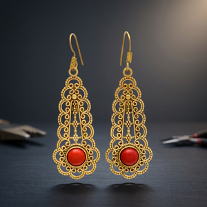Pendientes de latón con piedras preciosas, chapados en rodio, hechos a mano, estilo bohemio, pendientes de moda. - Product Image 3
