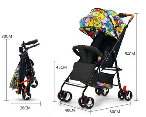 Cochecito de Bebé <span class=keywords><strong>4</strong></span> en 1, Simple, Plegable, Portátil, con Posición para Sentarse y Acostarse, Cochecito Tipo Sombrilla - Product Image 6