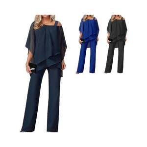 Bat Sleeve Solid Chiffon Anti-Pilling Top Trousers <b>Women</b> Casual Shoulder Party <b>Suit</b> Elegant Two <b>Piece</b> Set 2025 Spring Summer - Product Image 4