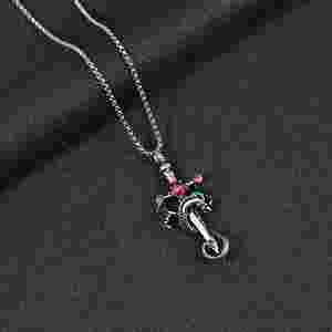 Fantasy Dragon Shaped <b>Sword</b> <b>Necklace</b> Multi-color Series Three-dimensional Dragon Winding <b>Sword</b> Inlaid with Gemstones Decoration - Product Image 2