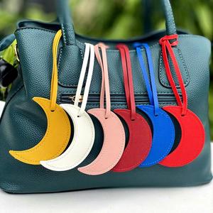 Moon-shaped <b>Bag</b> <b>Charm</b> Keychain PU Leather Women Handbag Pendant Fpr Backpack <b>Bag</b> Decoration - Product Image 1