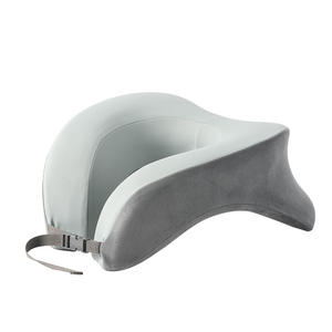 Almohada de viaje en forma de U de espuma viscoelástica color verde menta, rosa frutal y gris estrellado con bolsa de almacenamiento para la siesta en la oficina. - Product Image 1