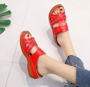 Sandales d'été pour femmes Sandales épaisses Premium Orthopedic Open Toe Slippers Vintage Anti-slip Leather Casual Female Platform Slippers - Product Image 4