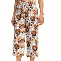 Pantalon Capri de Yoga Taille Haute pour Femme avec Cordon de Serrage, Imprimé Portrait de Chien Mignon, Motif Animal, Jambe Large, Idéal pour la Gym et l'Entraînement