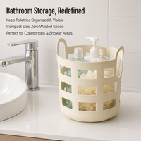 Panier de rangement en PP à grille creuse, petite taille, pour comptoir de salle de bain, organisateur de produits de soin, sans BPA, ventilé, OEM ODM