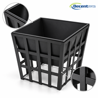 Brasero carré en fer noir avec treillis, foyer extérieur en métal pour bois, idéal pour patio, jardin et cour arrière