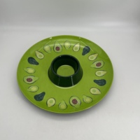 Plateau rond en mélamine écologique personnalisé, fourni par l'usine, pour les chips, passe au lave-vaisselle, vente en gros de plateaux en mélamine pour chips et trempette