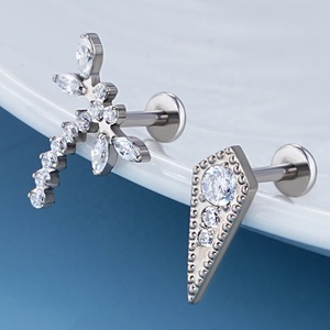 Nouvel arrivage ASTM F136 titane sans fil ou fileté conque <span class=keywords><strong>Piercing</strong></span> boucles d'oreilles Tragus Daith Helix corps bijoux Labret <span class=keywords><strong>Piercing</strong></span> - Product Image 2