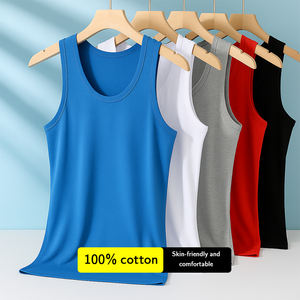 Hommes décontracté été sans manches Fitness sport gilet 100% Polyester blanc T-Shirt pour la course à pied en gros chemise de fond pour les jeunes - Product Image 2