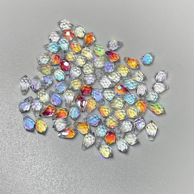 HQ GEMS 4x7mm Hight Quality Aurora Borealis Water Drop Beads With Hole Faceted Glass Gemstone