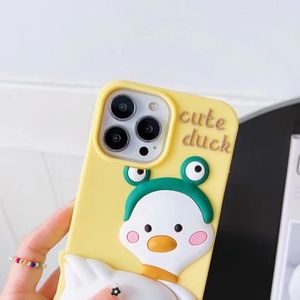 Dễ Thương 3D Phim Hoạt Hình Vịt Nhân Vật Trường Hợp Điện Thoại Cho Iphone15 14 13 12 11 Pro Max Bảo Vệ Mềm Silicone Bìa - Product Image 4