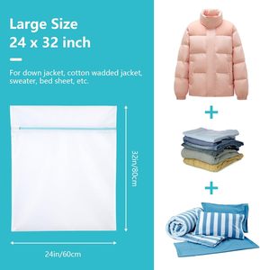 Sacs à linge en polyester à mailles larges, pas chers, en gros, avec fermeture éclair et logo personnalisé pour usage domestique - Product Image 4