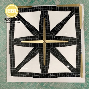 Nero lucido nero marquino marmo della miscela in ottone <span class=keywords><strong>rame</strong></span> mattonelle di mosaico - Product Image 4