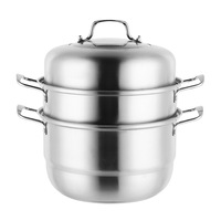 Marmite à vapeur en acier inoxydable de style coréen, antiadhésive, compatible lave-vaisselle, design moderne et épuré, épaissie pour la cuisson à la vapeur des soupes