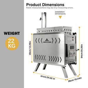 INBESTCAMP - Estufa Portátil de Acero Inoxidable para Sauna, Chimenea Larga, Uso en Invierno, para Picnic al Aire Libre, Pesca en el Hielo - Product Image 4