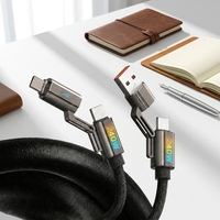 Câble USB 4-en-1 durable, charge super rapide 240W, cordon tressé en nylon, connecteur en alliage de zinc pour Apple, pour iPhone, pour appareils Android